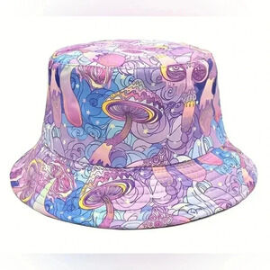 Groovy Purple Trippy Festival Mushroom Bucket  Unisex Psychedelic Bucket Hat New